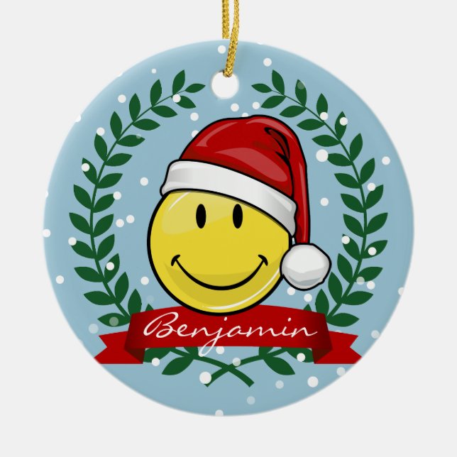 Stil för klassikeransiktehelgdag julgransprydnad keramik (Framsidan)