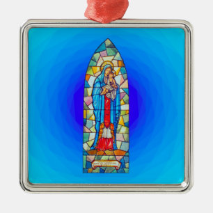 Stil för Madonna och barnNativitymålat glass Julgransprydnad Metall