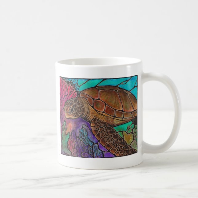Stil för målat glass för havssköldpaddakonst… kaffemugg (Höger)
