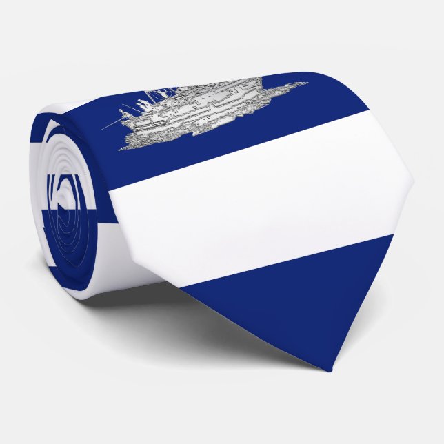 Stil för Marlinfiskekrom på nautiska randar Slips (Rullad)