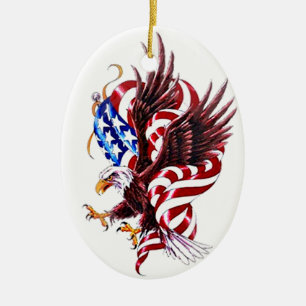 Stil för örn- och amerikanska flagganTatoo Julgransprydnad Keramik
