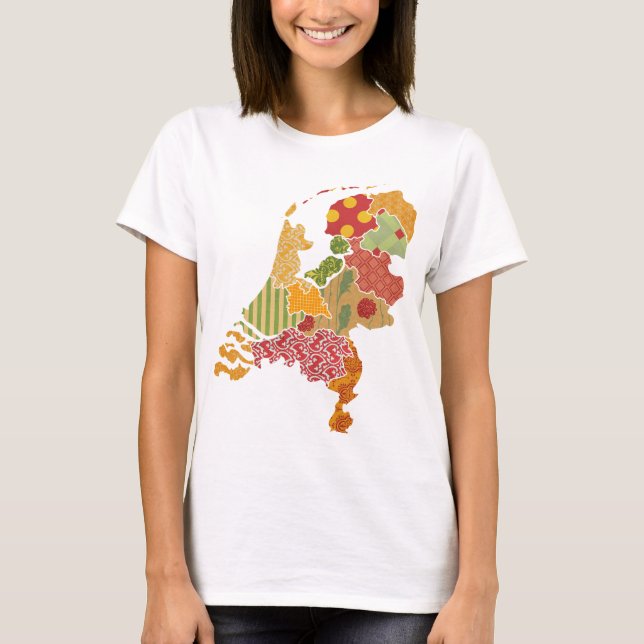 Stil för Patchwork för Holland landskapkarta Tee (Framsida)
