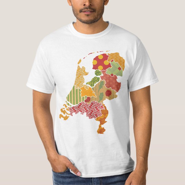 Stil för Patchwork för Holland landskapkarta Tee (Framsida)