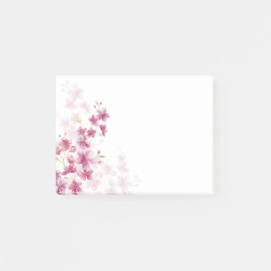 Stil för vattenfärg för körsbärsröd blommar post-it block