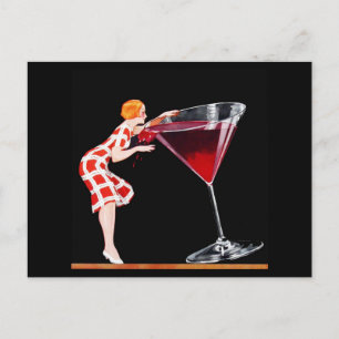 Stil för Woman Art Deco Cocktail Retro Vintage Vykort