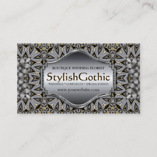 Stil Fusion Silver Black Guld Baroque ver2 Biz Visitkort