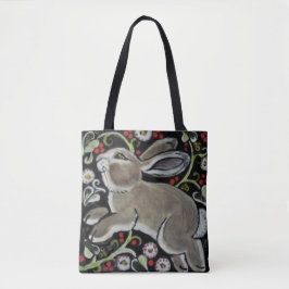 Stil Grått Rabbit Cute Tote Bag Jul Tygkasse