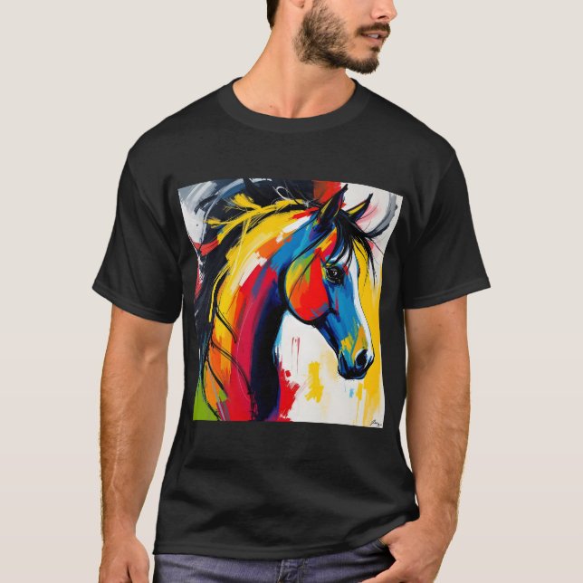 stil Groovy Abstrakt Horse 1960 T Shirt (Framsida)