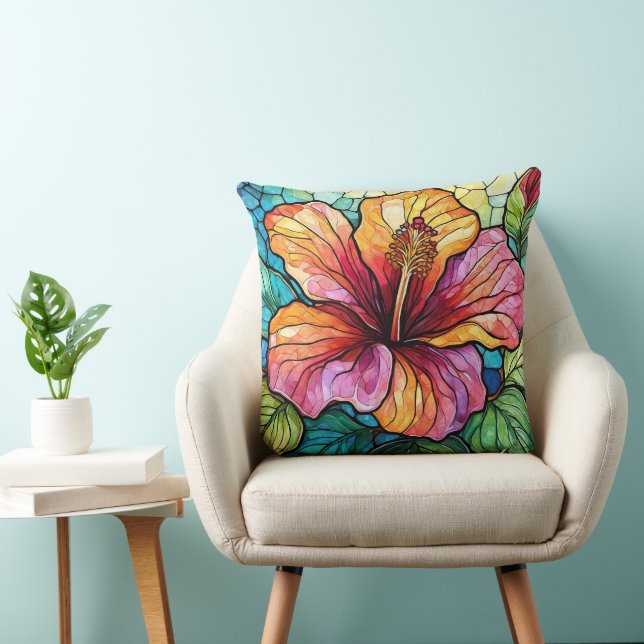 Stil hibiscus av rostat glas kudde (Stol)