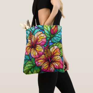 Stil hibiscus av rostat glas tygkasse