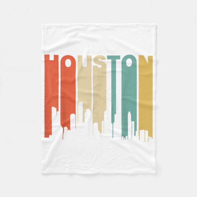 Stil Houston Texas Skyline 1970 Fleecefilt (Framsidan)