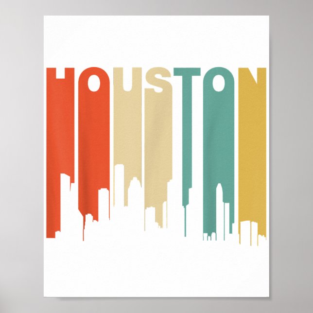 Stil Houston Texas Skyline 1970 Poster (Framsidan)