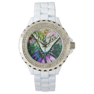 Stil: Kvinnor i Rhinestone White Enamel Watch Armbandsur