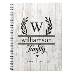 Stil Laurel Monogram Family Namn Recipe Anteckningsbok