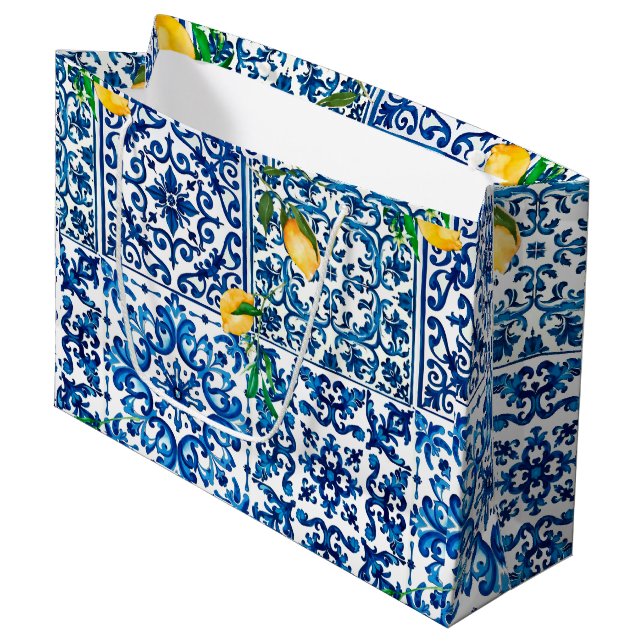Stil,Medelhavet,mosaik,blått,citron, (Framsidan Vinklad)