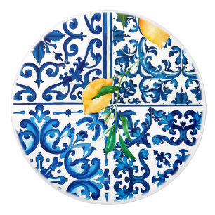 Stil,Medelhavet,mosaik,blått,citron, Knopp