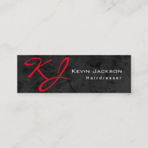 Stil Monogram Grått Red Hairdresser Makeup Artist Mini Visitkort
