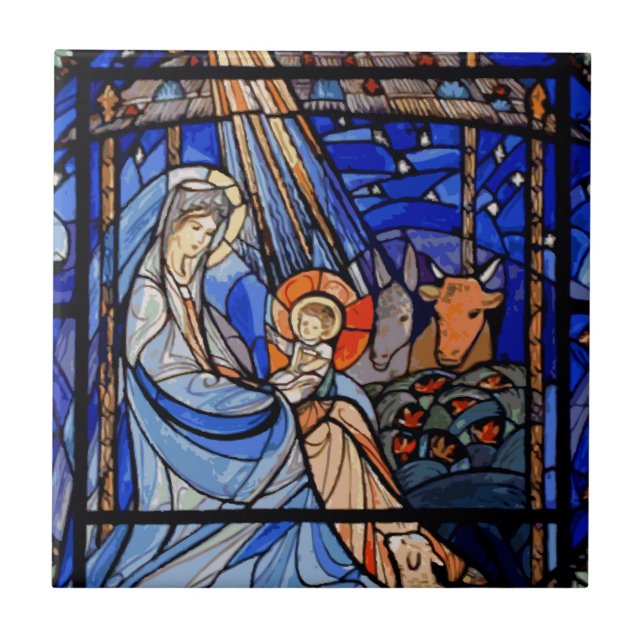Stil Nativitet för fastkilat glas Kakelplatta (Framsidan)
