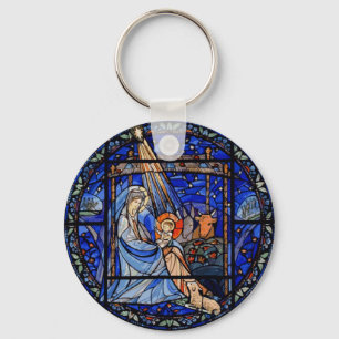 Stil Nativitet för fastkilat glas Nyckelring