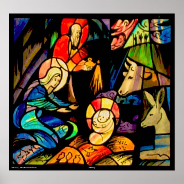 Stil Nativitet för fastkilat glas Poster (Framsidan)