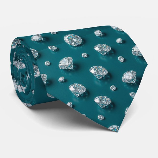 Stil Påfågel | Lyx Diamant Tealblå Slips (Rullad)