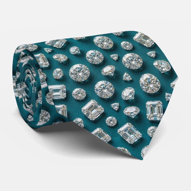 Stil Påfågel | Lyx Diamant Tealblå Slips (Rullad)