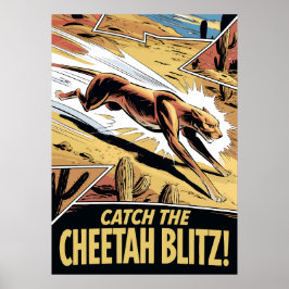 Stil snabbchase för Cheetah Blitz Tecknad Poster