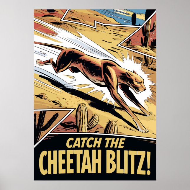 Stil snabbchase för Cheetah Blitz Tecknad Poster (Framsidan)