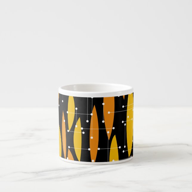 Stil, svart orange, geometriskt mönster. espressomugg (Framsidan)