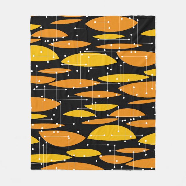 Stil, svart orange, geometriskt mönster. fleecefilt (Framsidan)