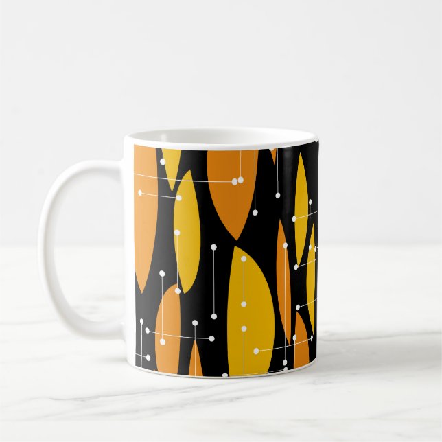Stil, svart orange, geometriskt mönster. kaffemugg (Vänster)