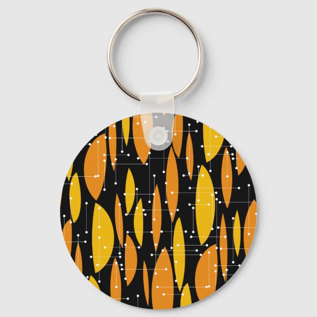 Stil, svart orange, geometriskt mönster. nyckelring (Framsida)