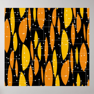 Stil, svart orange, geometriskt mönster. poster
