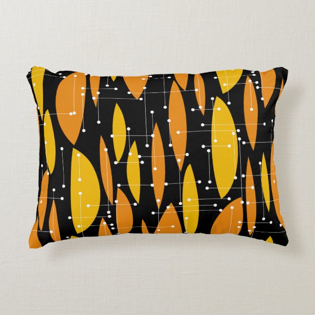 Stil, svart orange, geometriskt mönster. prydnadskudde (Framsidan)