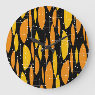Stil, svart orange, geometriskt mönster. stor klocka