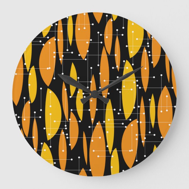 Stil, svart orange, geometriskt mönster. stor klocka (Framsida)