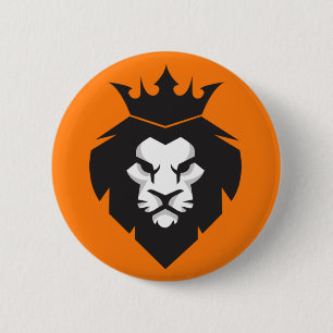 Stil Svarta och vita Kung Lejona med Krona-knapp Knapp