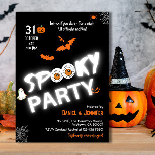 Stil-taloky-fladdermus spöket Halloween vid Glow-i Inbjudningar