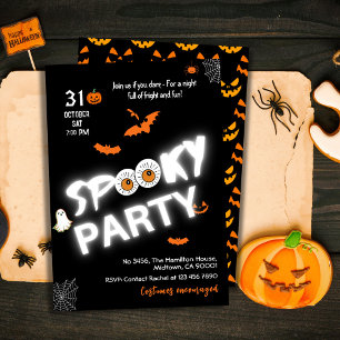 Stil-taloky-fladdermus spöket Halloween vid Glow-i Inbjudningar