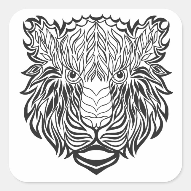 Stil Tiger Head Fyrkantigt Klistermärke (Framsida)