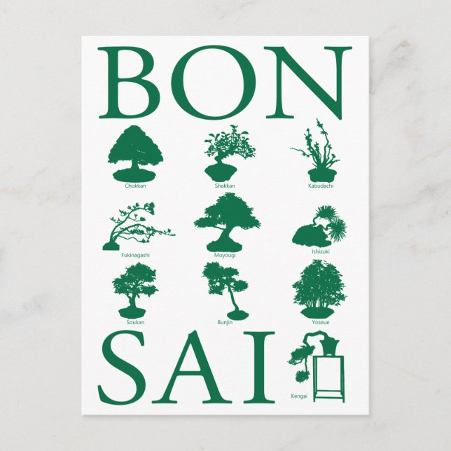 Stilar i Bonsai Träd Vykort (Framsida)