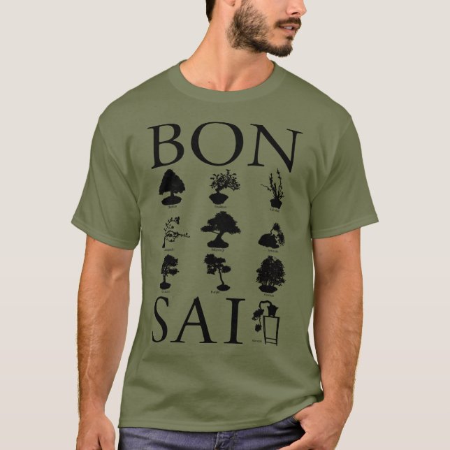 Stilarna Bonsai Träd T Shirt (Framsida)
