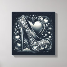 Stiletto-Högklackar med hearter och diamanter