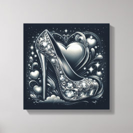 Stiletto-Högklackar med hearter och diamanter Canvastryck