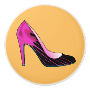 Stiletto-pump, shock rosa på orange knopp
