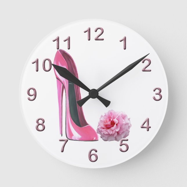 Stiletto Shoe Art Clocks Rund Klocka (Framsida)