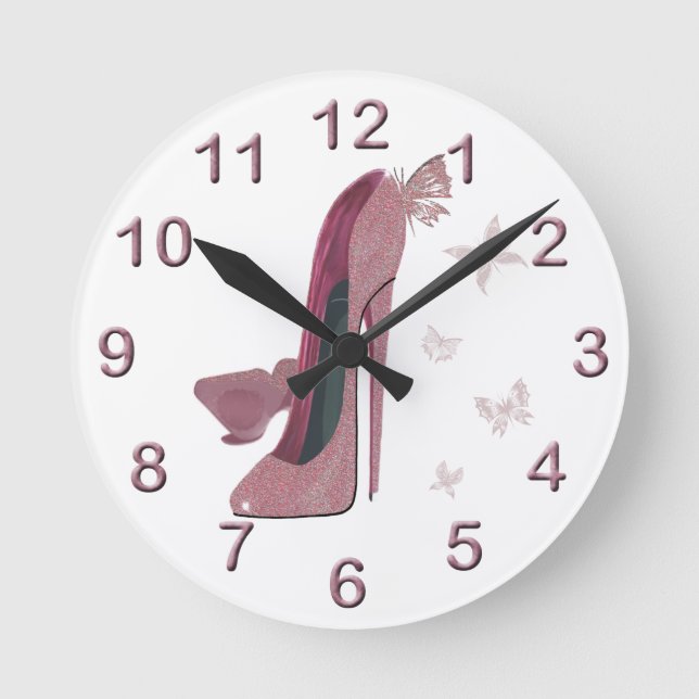 Stiletto Shoe Art Clocks Rund Klocka (Framsida)