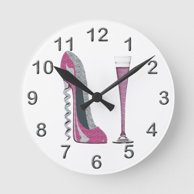 Stiletto Shoe Art Clocks Rund Klocka (Framsida)