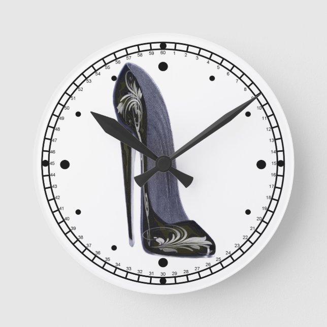 Stiletto Shoe Art Clocks Rund Klocka (Framsida)