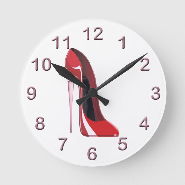 Stiletto Shoe Art Clocks Rund Klocka (Framsida)